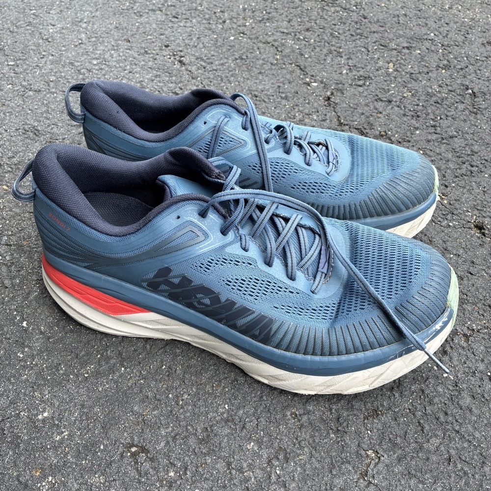 Hoka One One Bondi 7 Low Top Mesh Lace-Up Shoes Blue - Mens Size 12.5 2E